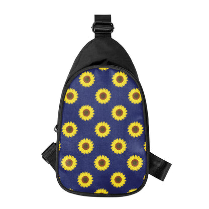 Navy Sunflower Pattern Print Chest Bag