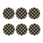 Navy Sunflower Pattern Print Coaster Set