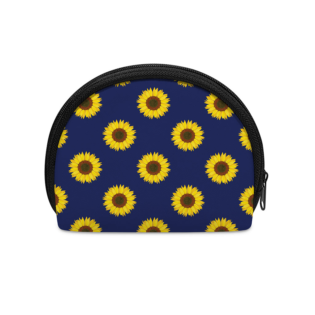 Navy Sunflower Pattern Print Coin Purse