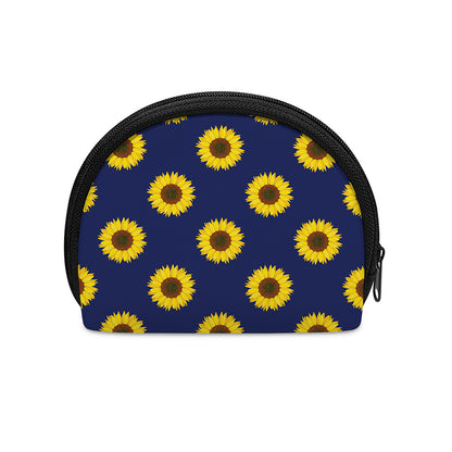 Navy Sunflower Pattern Print Coin Purse