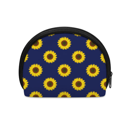 Navy Sunflower Pattern Print Coin Purse