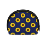 Navy Sunflower Pattern Print Coin Purse