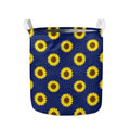 Navy Sunflower Pattern Print Collapsible Laundry Basket
