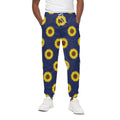 Navy Sunflower Pattern Print Cotton Sweatpants