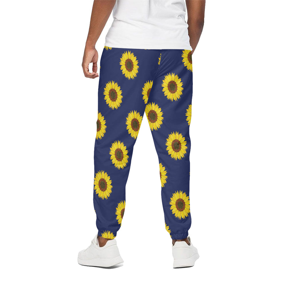 Navy Sunflower Pattern Print Cotton Pants
