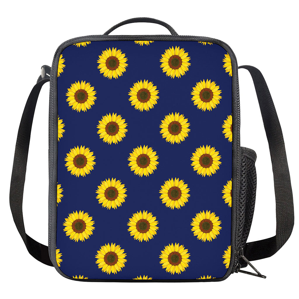 Navy Sunflower Pattern Print Crossbody Lunch Bag