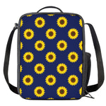 Navy Sunflower Pattern Print Crossbody Lunch Bag