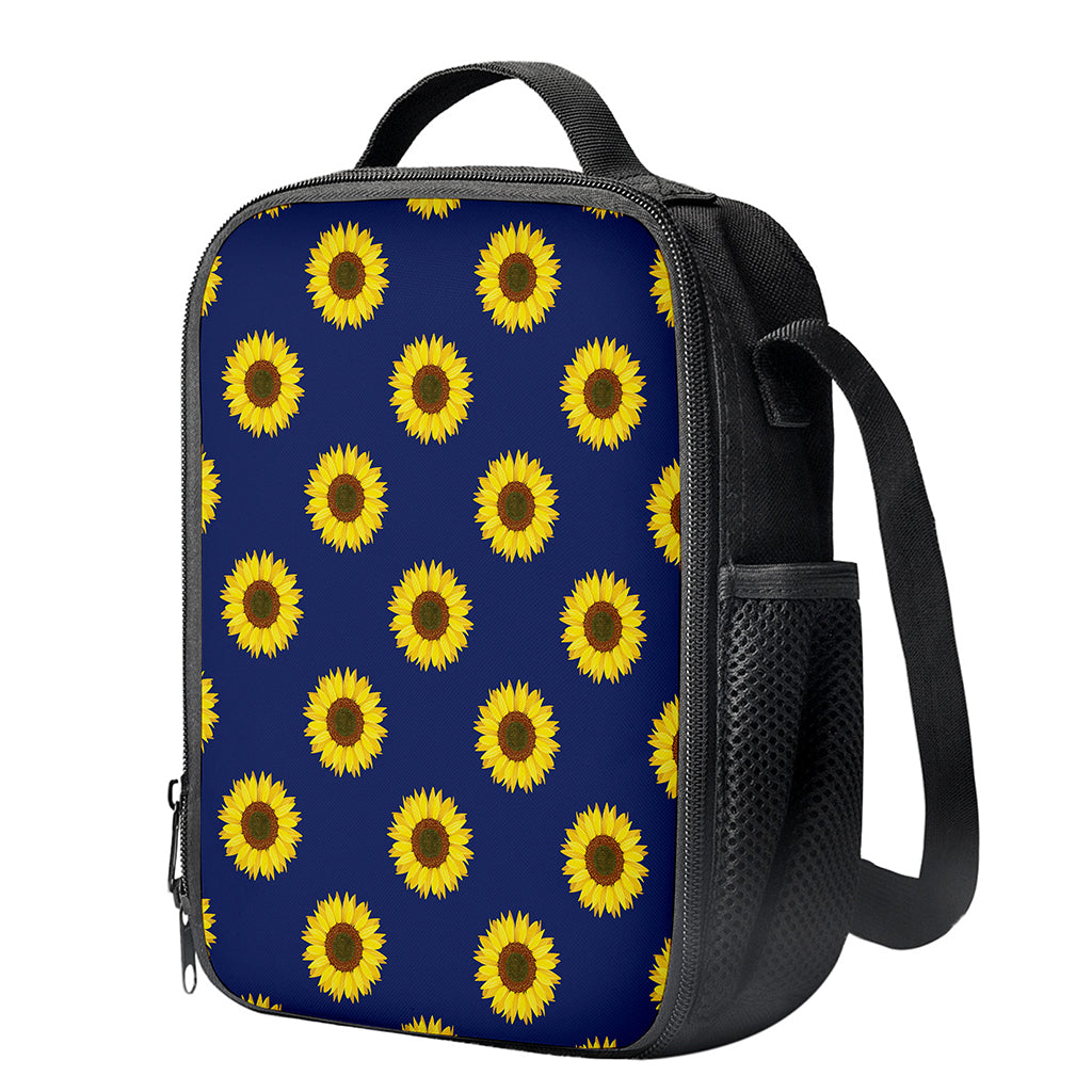 Navy Sunflower Pattern Print Crossbody Lunch Bag