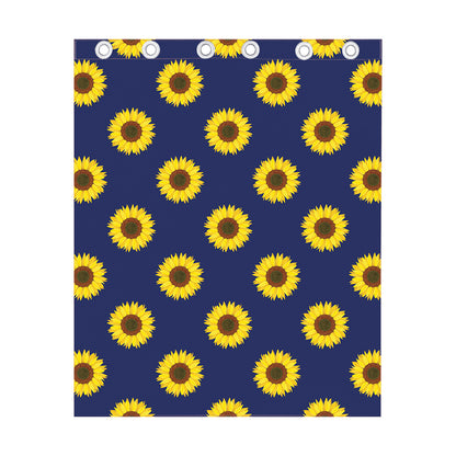 Navy Sunflower Pattern Print Curtain