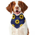 Navy Sunflower Pattern Print Dog Bandana