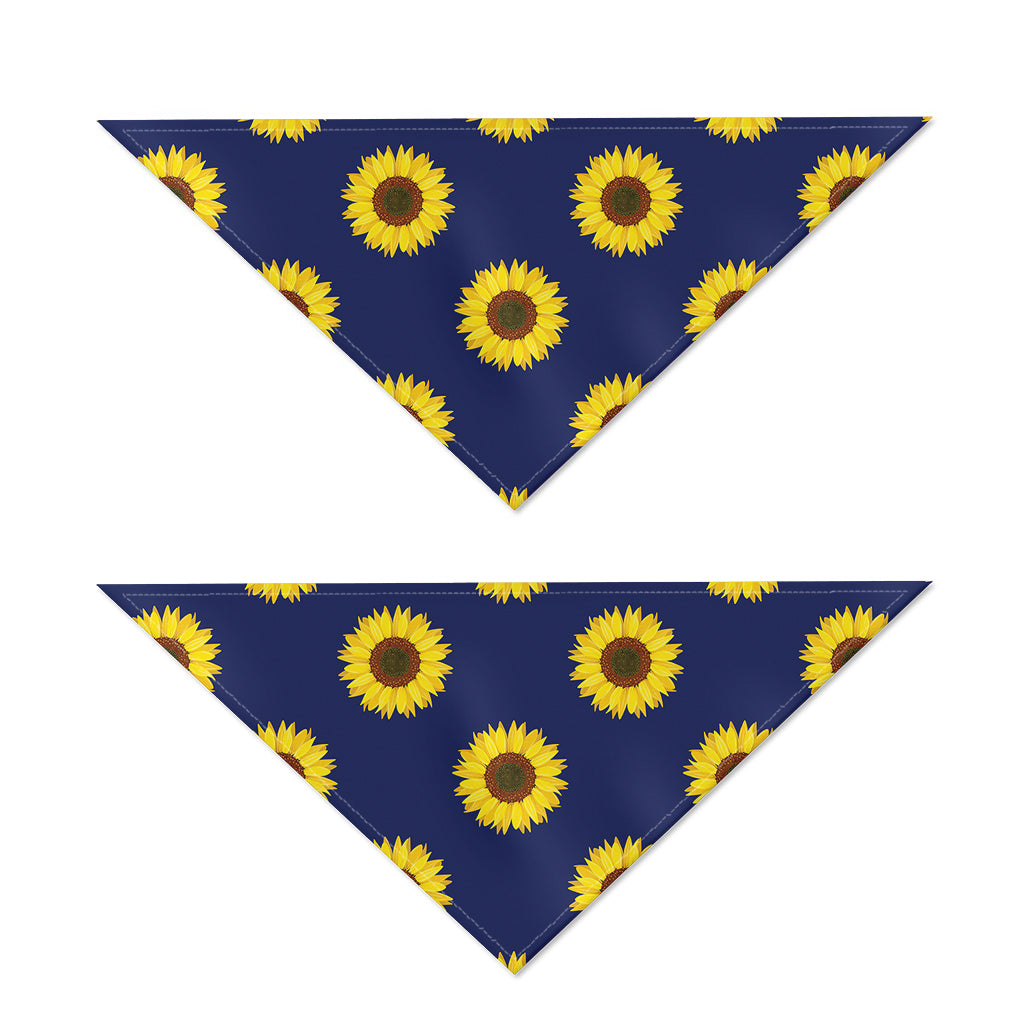 Navy Sunflower Pattern Print Dog Bandana