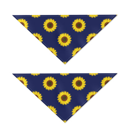Navy Sunflower Pattern Print Dog Bandana
