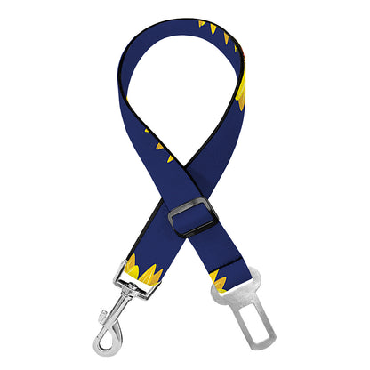 Navy Sunflower Pattern Print Dog Seat Belt