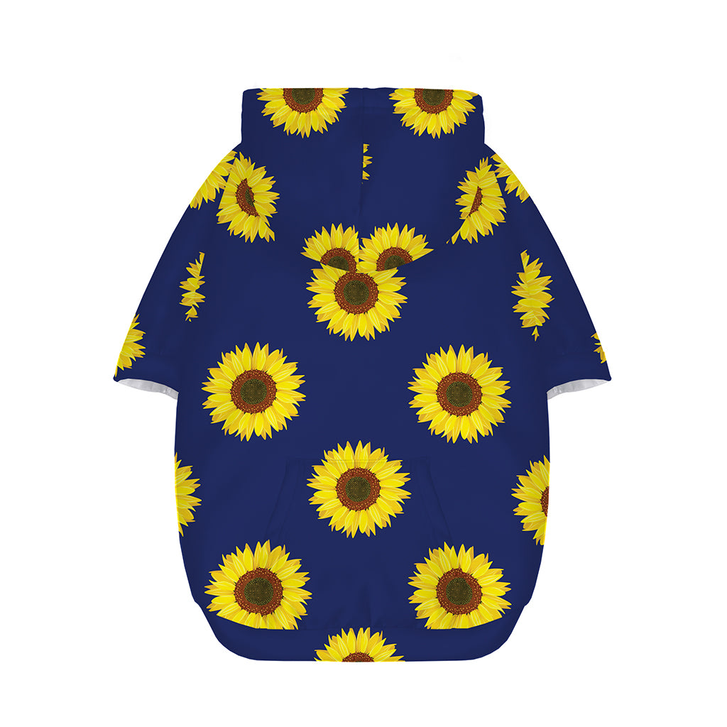 Navy Sunflower Pattern Print Dog Zip Up Hoodie