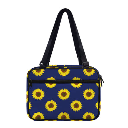Navy Sunflower Pattern Print Double Strap Bible Bag