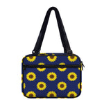 Navy Sunflower Pattern Print Double Strap Bible Bag