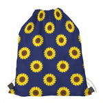 Navy Sunflower Pattern Print Drawstring Bag