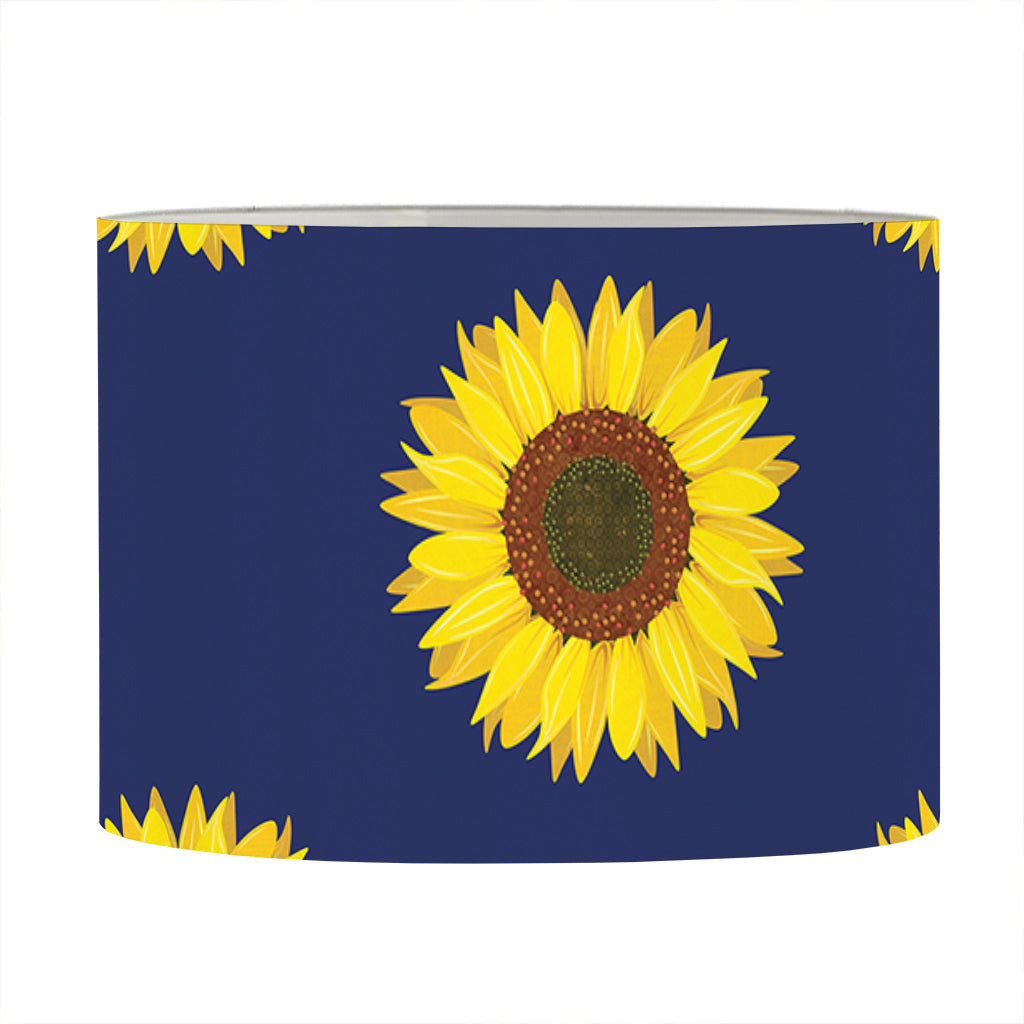 Navy Sunflower Pattern Print Drum Lamp Shade