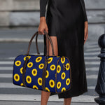 Navy Sunflower Pattern Print Duffle Bag