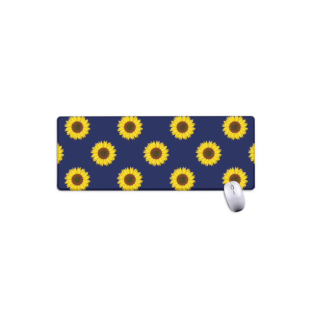Navy Sunflower Pattern Print Extended Mouse Pad