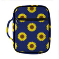 Navy Sunflower Pattern Print Front Pocket Bible Bag