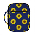 Navy Sunflower Pattern Print Front Pocket Bible Bag