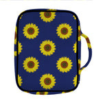 Navy Sunflower Pattern Print Front Pocket Bible Bag