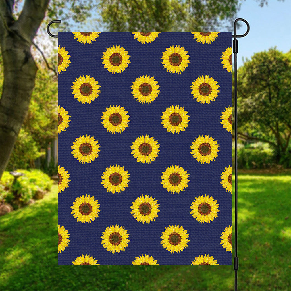 Navy Sunflower Pattern Print Garden Flag