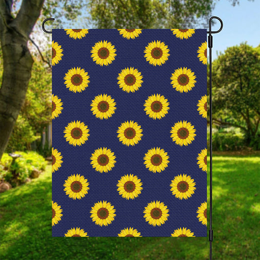 Navy Sunflower Pattern Print Garden Flag