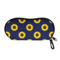 Navy Sunflower Pattern Print Glasses Case