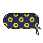 Navy Sunflower Pattern Print Glasses Case