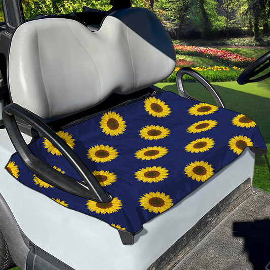 Navy Sunflower Pattern Print Golf Cart Seat Cover