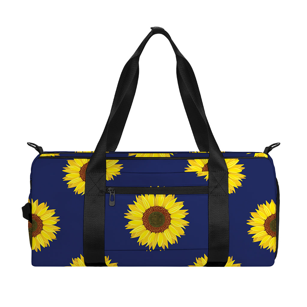 Navy Sunflower Pattern Print Gym Bag