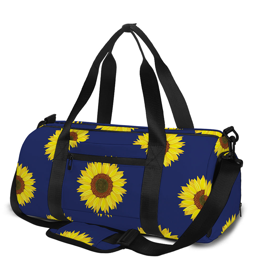 Navy Sunflower Pattern Print Gym Bag