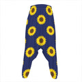 Navy Sunflower Pattern Print Hammer Pants