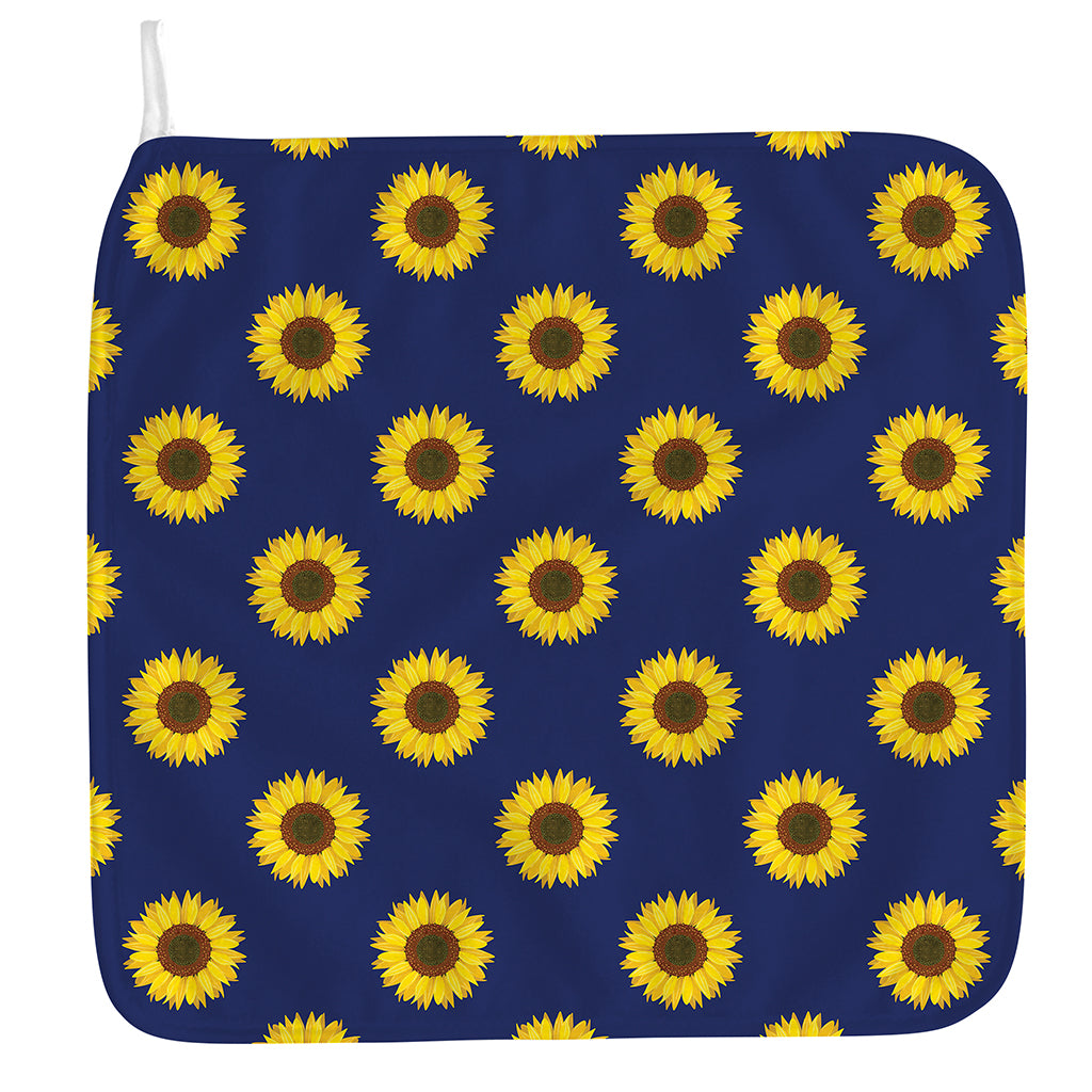 Navy Sunflower Pattern Print Hand Towel
