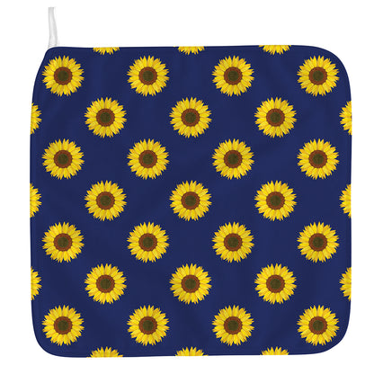 Navy Sunflower Pattern Print Hand Towel