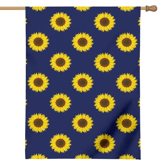 Navy Sunflower Pattern Print House Flag