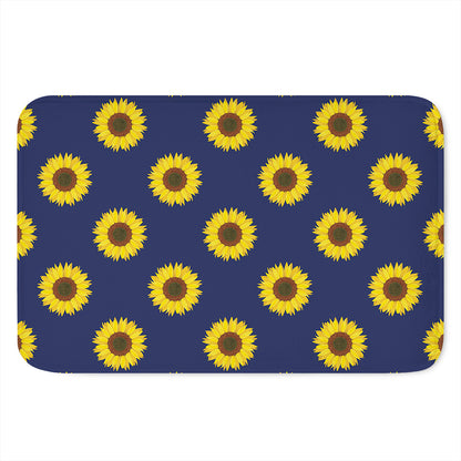 Navy Sunflower Pattern Print Indoor Door Mat