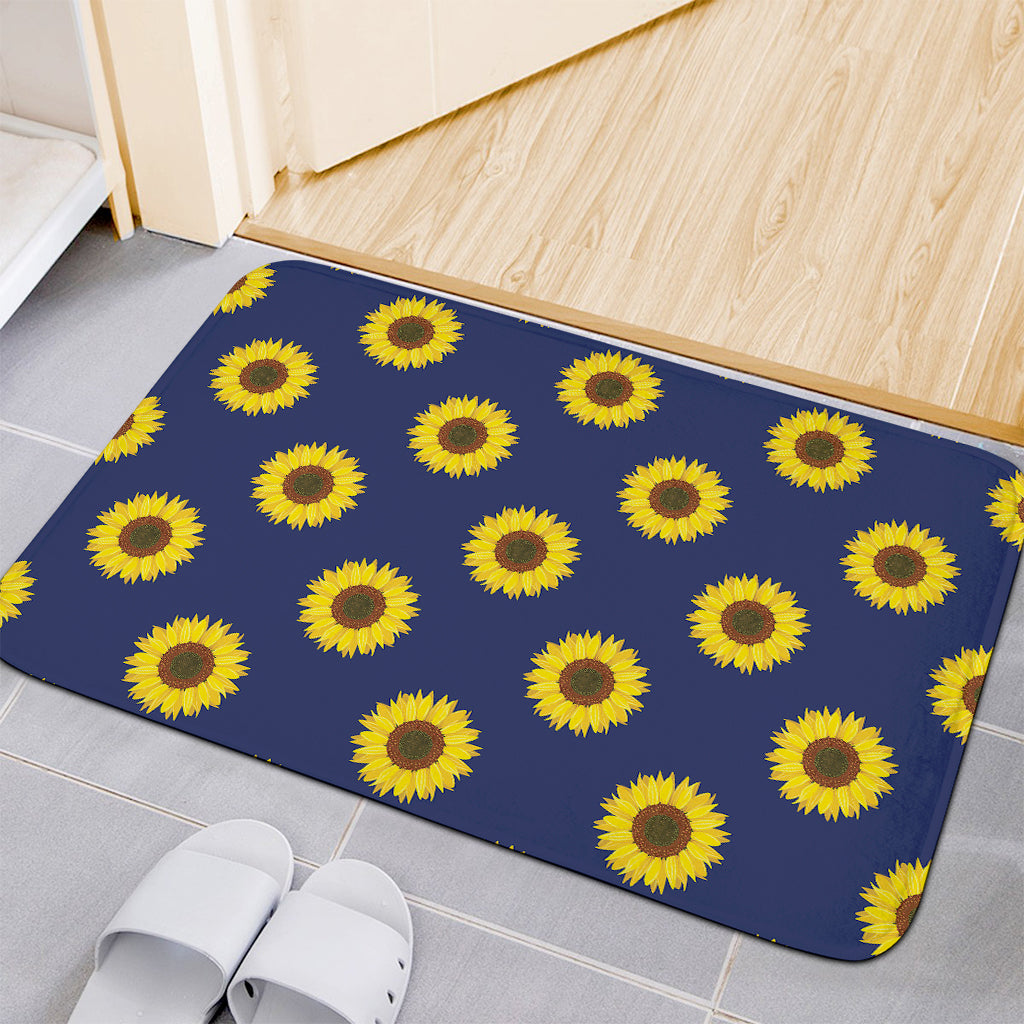 Navy Sunflower Pattern Print Indoor Door Mat