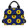 Navy Sunflower Pattern Print Insulated Lunch Bag