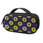Navy Sunflower Pattern Print Insulin Cooler Travel Case