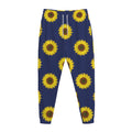 Navy Sunflower Pattern Print Jogger Pants