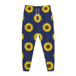 Navy Sunflower Pattern Print Jogger Pants