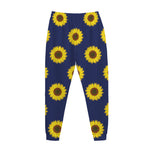 Navy Sunflower Pattern Print Jogger Pants