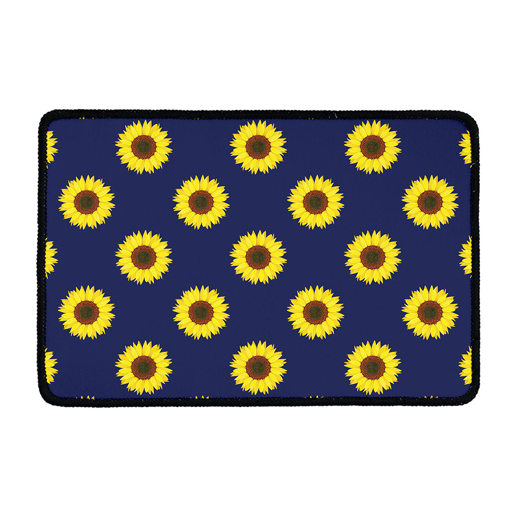 Navy Sunflower Pattern Print Kitchen Mat