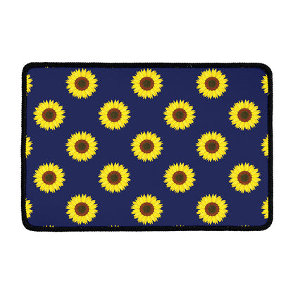 Navy Sunflower Pattern Print Kitchen Mat