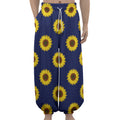 Navy Sunflower Pattern Print Lantern Pants