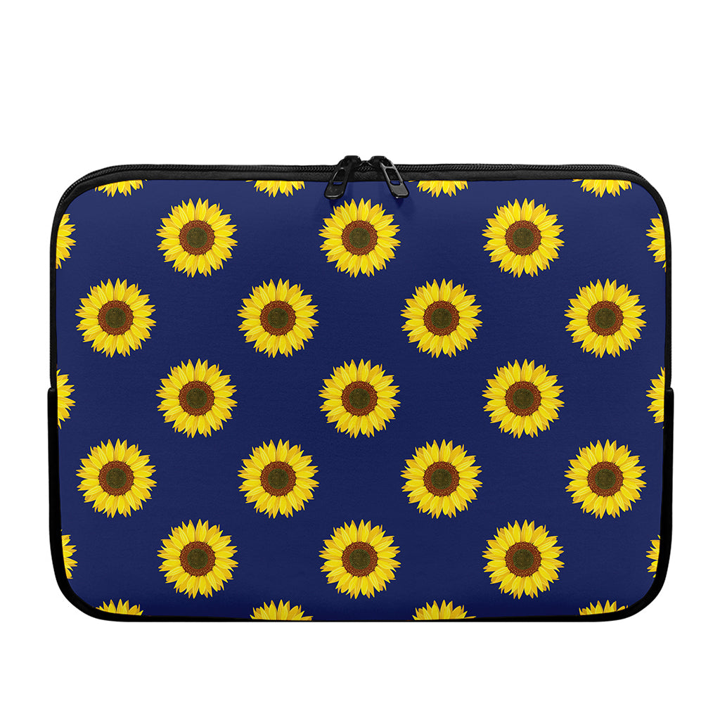 Navy Sunflower Pattern Print Laptop Sleeve