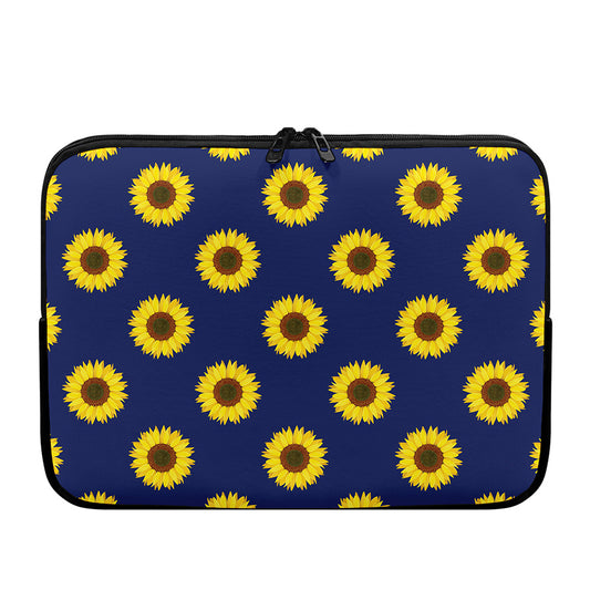 Navy Sunflower Pattern Print Laptop Sleeve